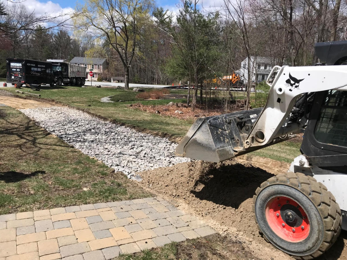 Grading and drainage prep before asphalt is laid