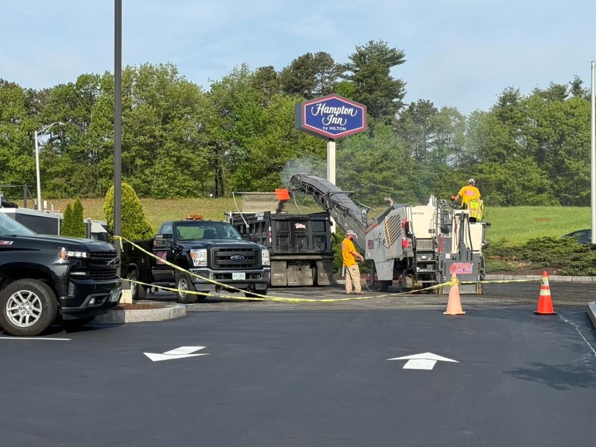 Freshly paved Hampton Inn parking lot in Manchester NH